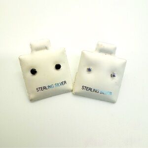 2 Pairs of Sterling Silver Stud Earrings Bundle